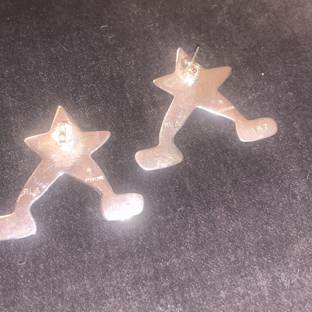 Sterling silver pickle ball stars earrings. - Picture 6 of 9
